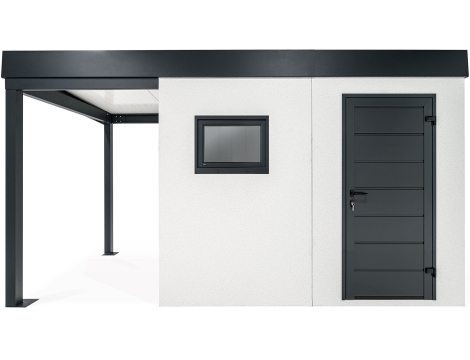 GARDEON® Gartenhaus mit Hörmann-Tür, Fenster und überdachtem Bereich